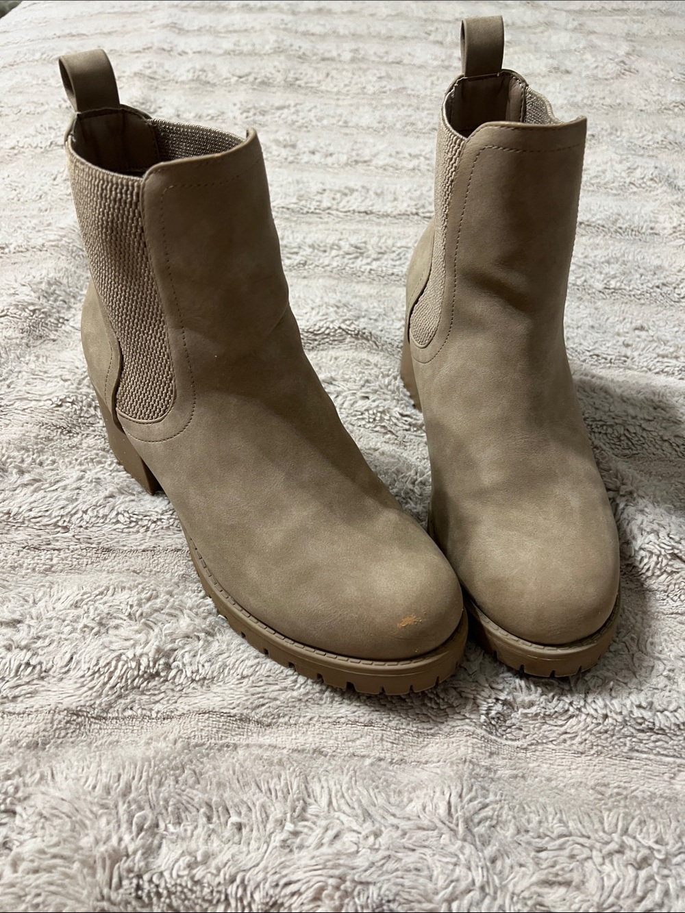 MIA Taupe Chelsea Lug Ankle Boots